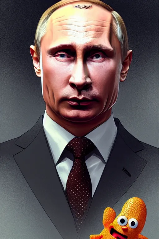 Image similar to vladimir putin as a cartoon character patrick star from sponge bob, realistic portrait, symmetrical, highly detailed, digital painting, artstation, concept art, smooth, sharp focus, illustration, cinematic lighting, art by artgerm and greg rutkowski and alphonse mucha