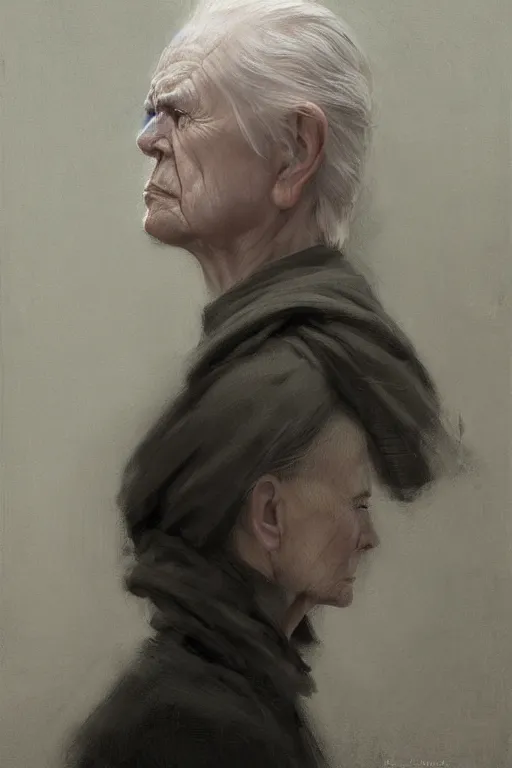 Image similar to rey palpatine, profile view, eyes closed, jeremy lipking, joseph todorovitch