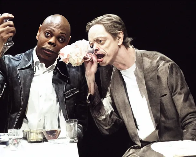 Prompt: A photo of Dave Chappelle and Steve Buscemi doing Cocaine, By Rainer Hosch