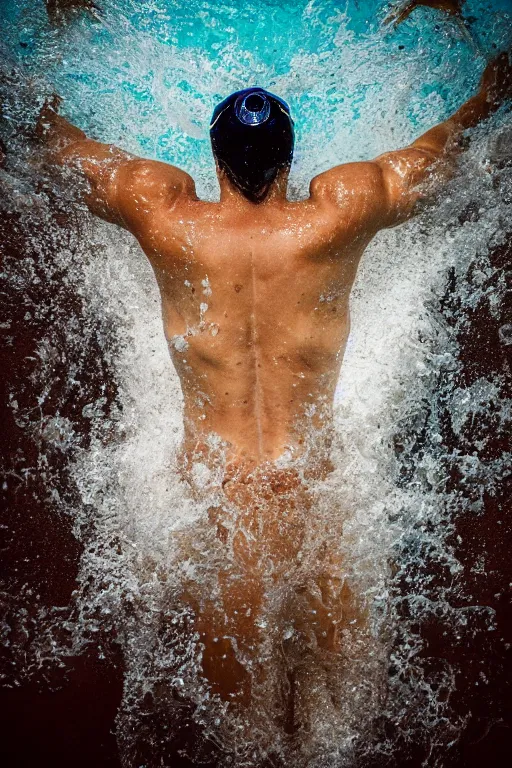 Image similar to full body portrait of a professional swimmer, award - winning photograph