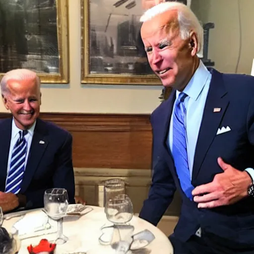Prompt: joe biden hanging out with raiden from metal gear solid