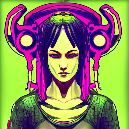 Prompt: “realistic picture of a woman goddess matrix cyberpunk alien divine deity in the style of Chie Yoshi”