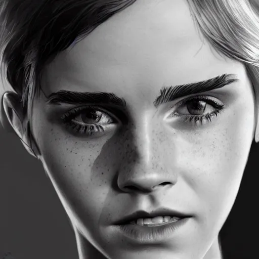 Image similar to 80 years old Emma Watson, portrait by Cedric Peyravernay, highly detailed, excellent composition, cinematic concept art, dramatic lighting, trending on ArtStation