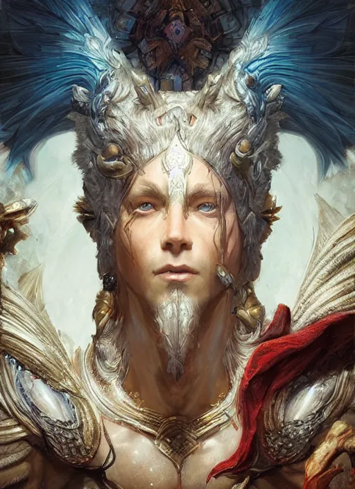 Image similar to digital _ painting _ of _ mythical god _ by _ filipe _ pagliuso _ and _ justin _ gerard _ symmetric _ fantasy _ highly _ detailed _ realistic _ intricate _ port