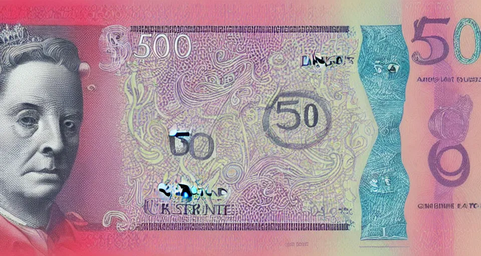 Image similar to concept design of british £ 5 0 note for the year 2 0 3 3