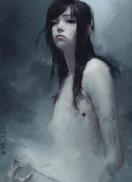 Image similar to female hell girl, beautiful face, rule of thirds, intricate outfit, spotlight, concept art, digital painting, by greg rutkowski, by jeremy mann,