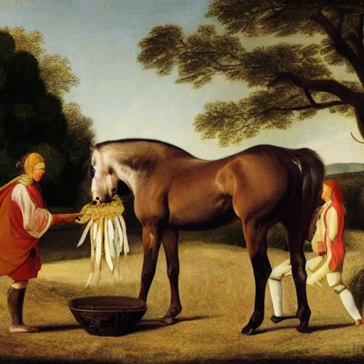 Prompt: offerings for the horse goddess by george stubbs