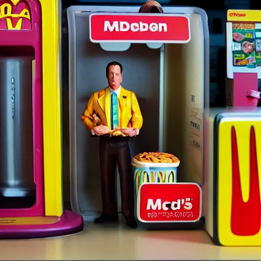 Prompt: saul goodman plastic mcdonalds toy realistic photo
