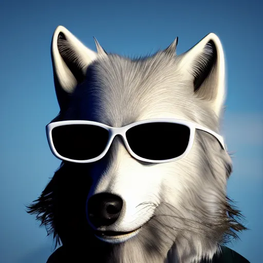 Premium Photo | Illustration of a adorable wolf wearing sunglasses