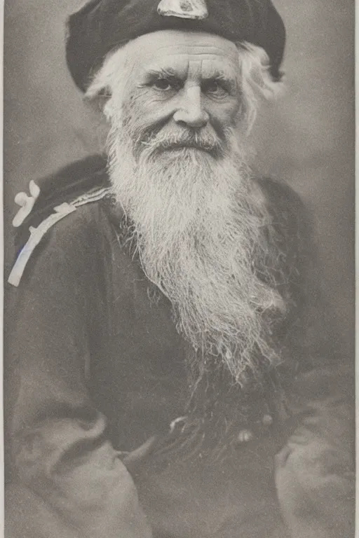 Prompt: a Gelatin-silver print of a grizzled old sea captain