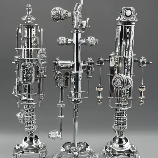 Image similar to highly detailed ornate filigreed convoluted ornamented elaborate chrome medical equipment