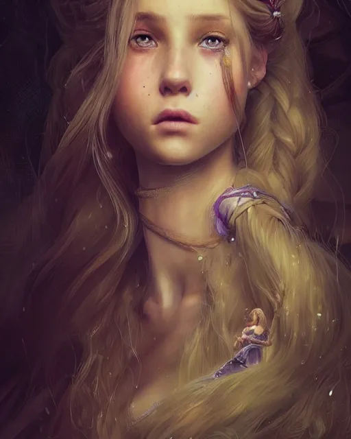 Prompt: princess rapunzel, hyper realistic face, beautiful eyes, fantasy art, in the style of greg rutkowski, intricate, hyper detailed, smooth