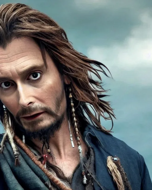Prompt: David Tennant in a role of Captain Jack Sparrow