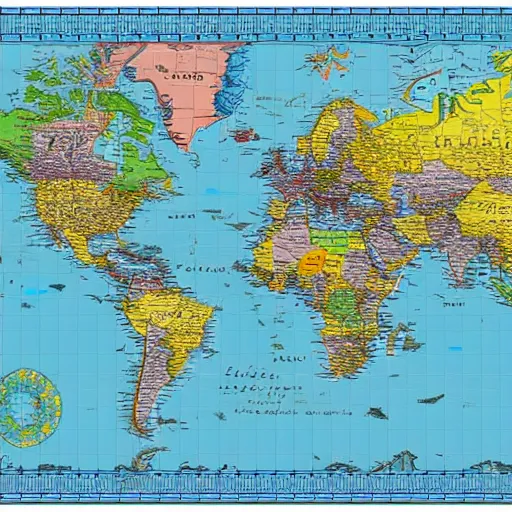 Image similar to accurate world map, full map, in the style of candy