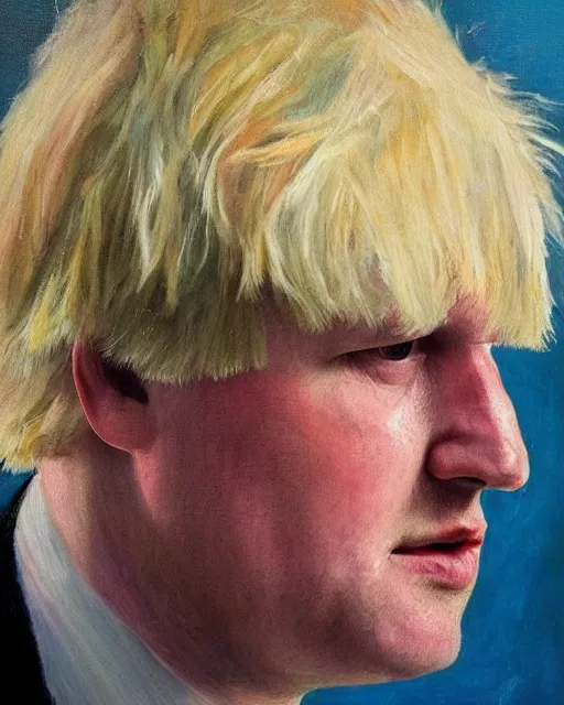 Image similar to impressionist painting of a portrait of a 1 9 6 0 s hippie looking like boris johnson