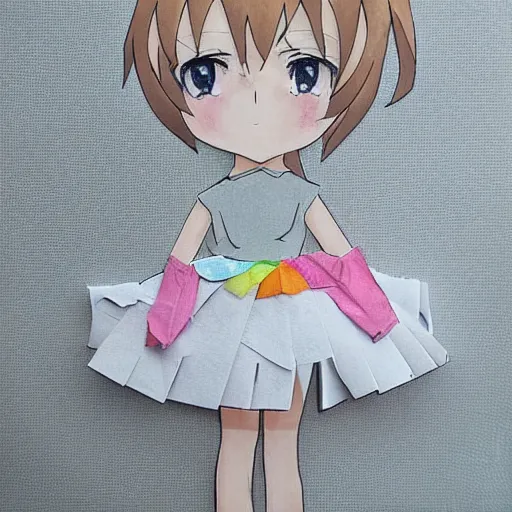 Image similar to anime girl, made out of tissue paper, tissue paper art