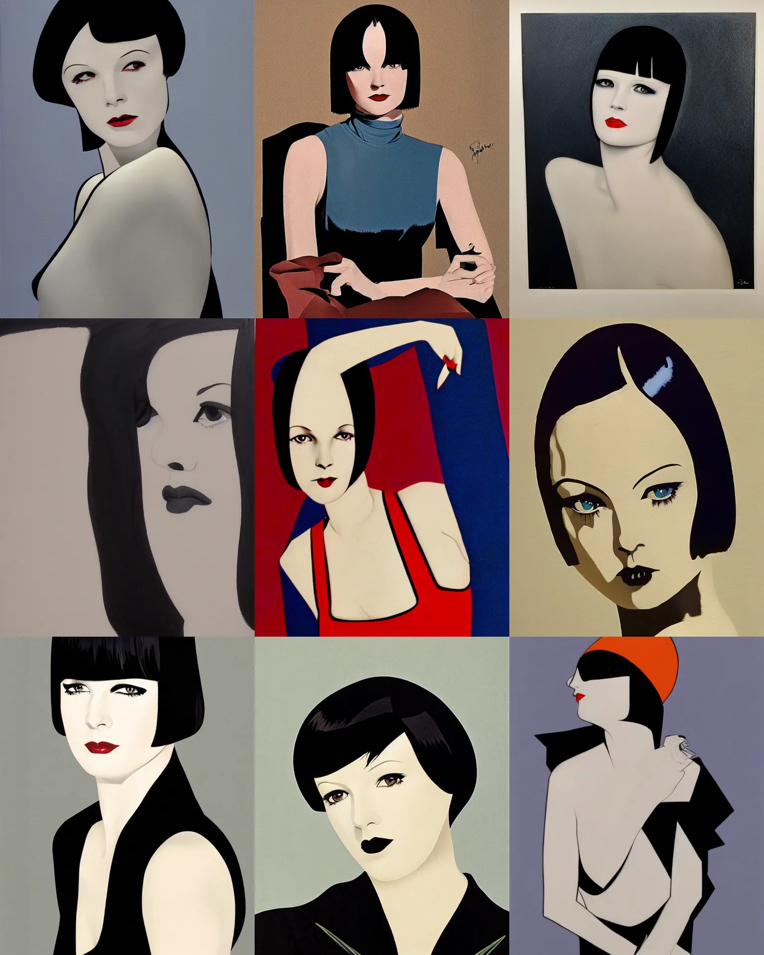 Prompt: mary louise brooks, dramatic light, high contrast, sharp, painted by stanley lau,, painted by stanley artgerm,, painted by patrick nagel