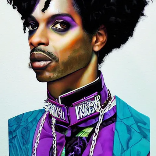 Prompt: a portrait of prince rogers nelson in a scenic environment by sandra chevrier, 8 0's, purple rain, trending on artstation