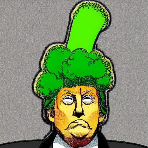 Image similar to Donald Trump as a head of broccoli complaining about the weather