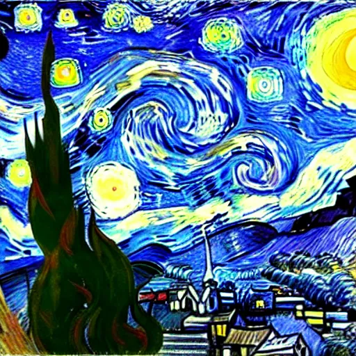 Prompt: vincent van gogh painting of aliens versus predator versus a cat