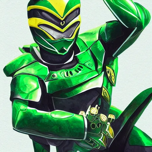 Prompt: power rangers green dragonzord by mad dog jones, android jones and lisa james