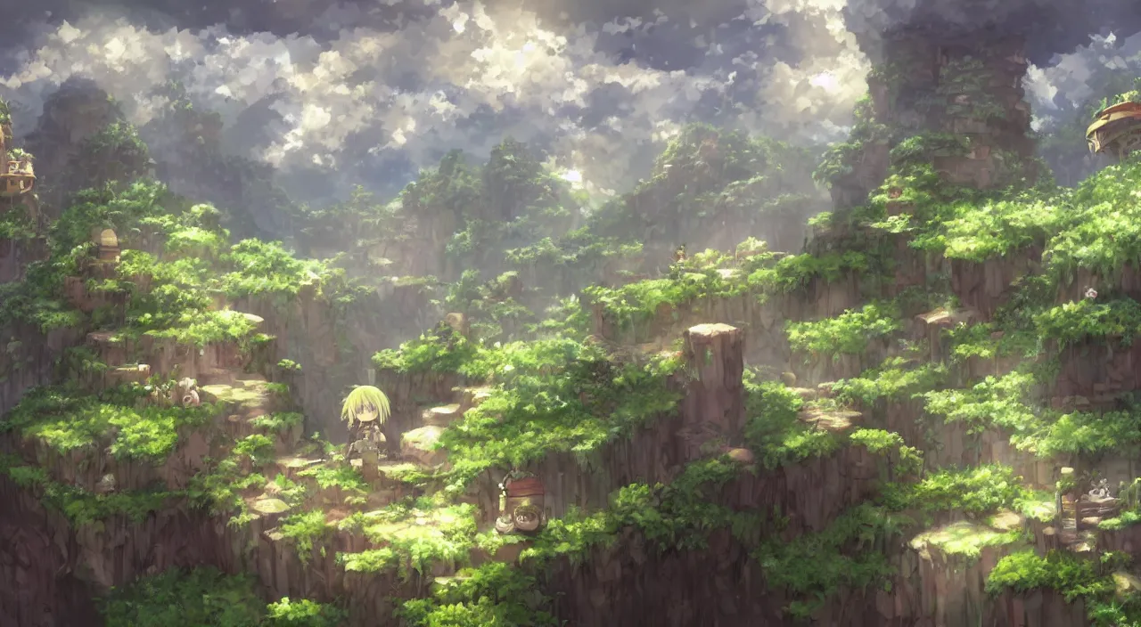 Prompt: Made in Abyss scenery, digital art, detailed, wallpaper