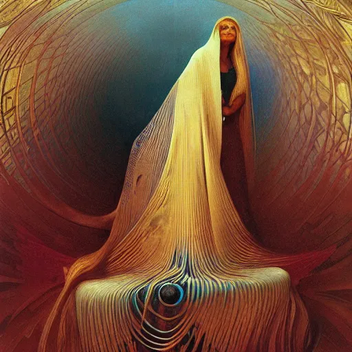 Prompt: queen of jupiter by zdzisław beksinski, zaha hadid and alphonse mucha. highly detailed, hyper - real, outstanding