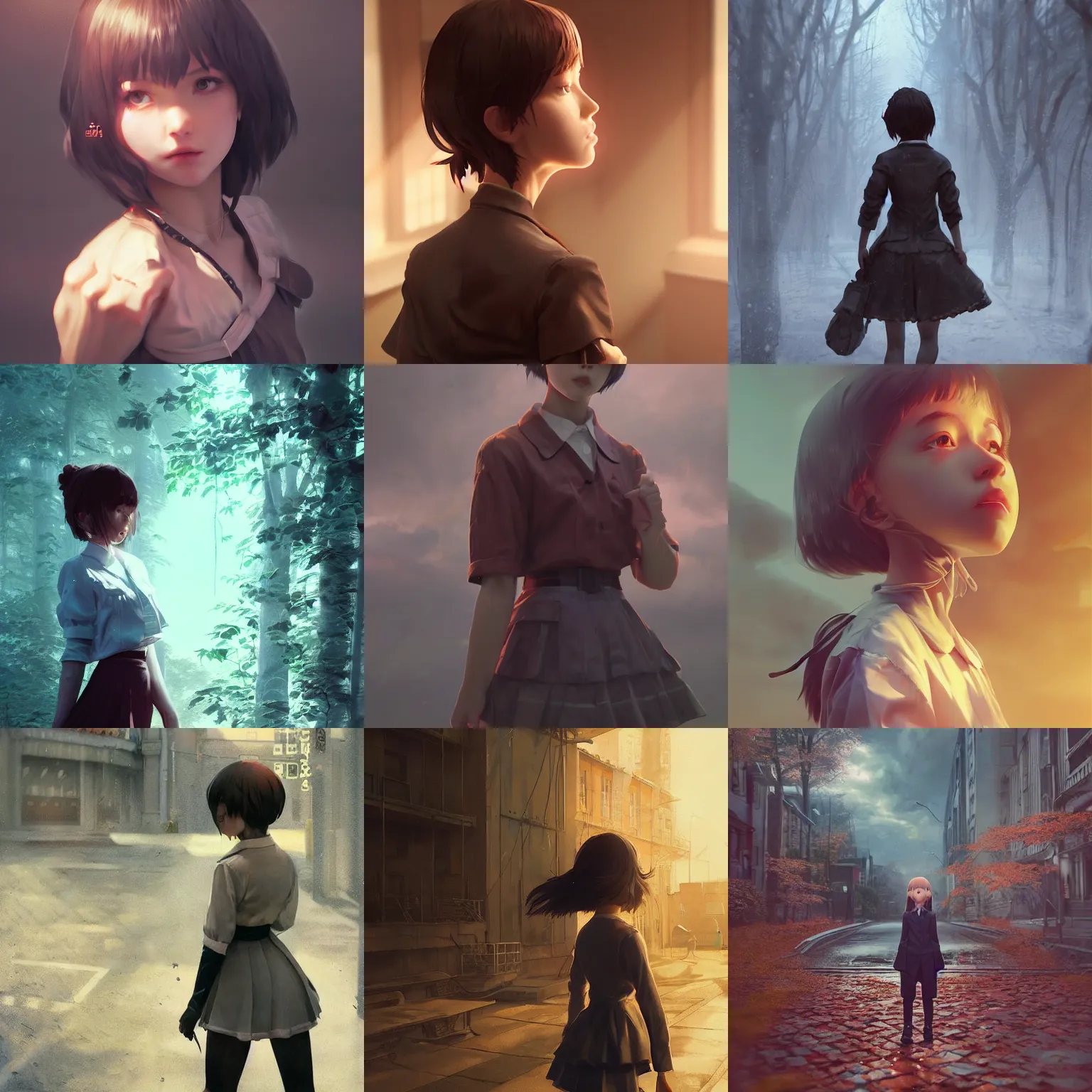 Image similar to insanely detailed. instagram photo, kodak portra. by wlop, ilya kuvshinov, krenz cushart, greg rutkowski, pixiv. zbrush sculpt, octane, maya, houdini, vfx. schoolgirl by ayami kojima. cinematic dramatic atmosphere, sharp focus, volumetric lighting.