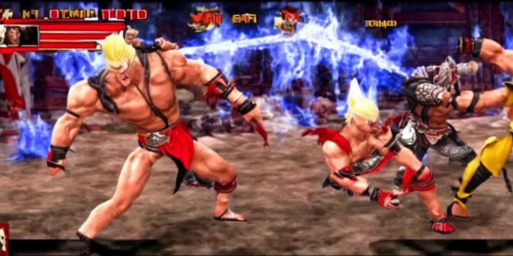 Image similar to Donald trump fighting shao kahn in mortal Kombat video game, in game screenshot