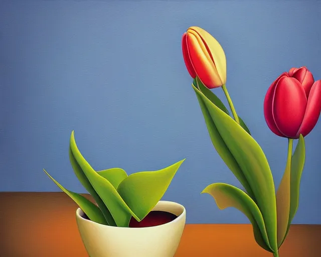 Image similar to the tulip, an ultrafine detailed painting by rafal olbinski, behance contest winner, pop surrealism, detailed painting, very detailed, minimalist, skeuomorphic, airbrush art