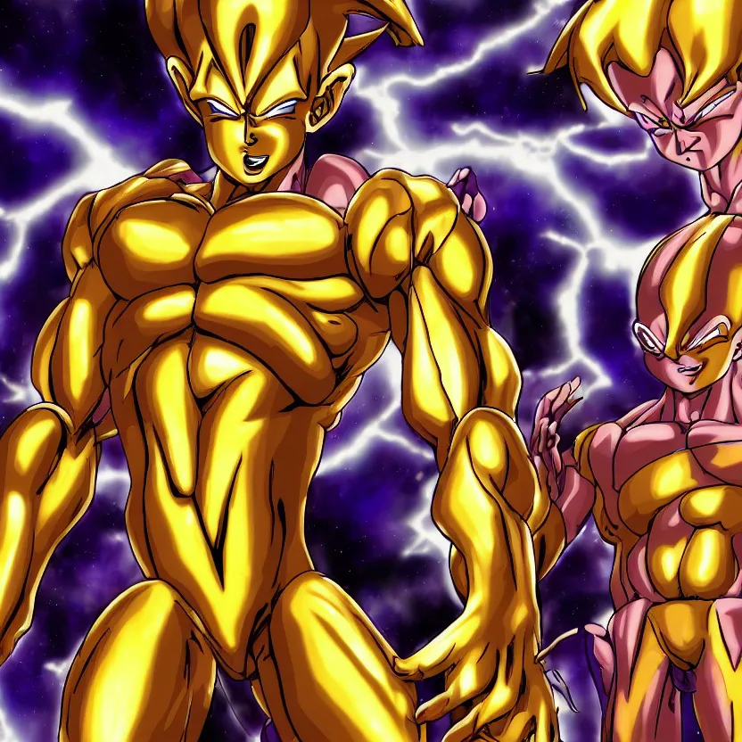 Image similar to golden Frieza gloating detailed HD 8k High Resolution