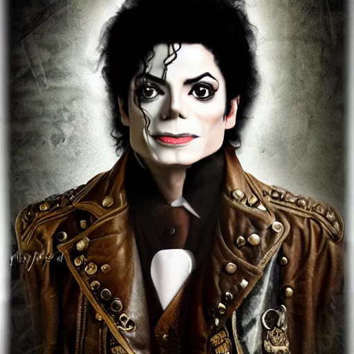 Image similar to michael jackson steampunk, creative photo manipulation, photoshop, digital art