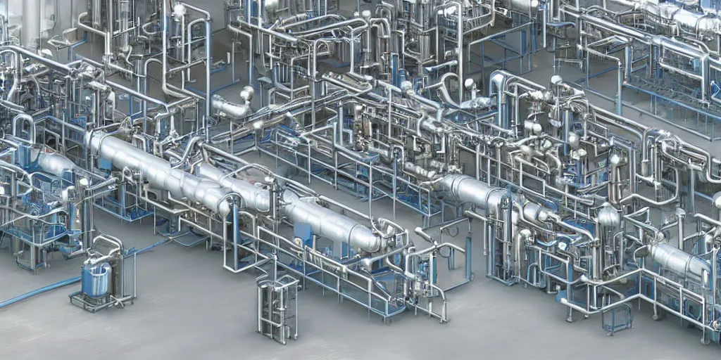 Image similar to a beautiful futuristic hyper realistic oil pipes processing plant