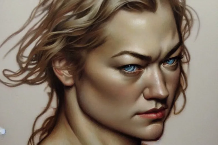 Prompt: hyperrealist pencil portrait sketch of yvonne strahovski by david malan and alphonse mucha, fantasy art, drawing, dynamic lighting, artstation, poster, volumetric lighting, very detailed faces, 4 k, award winning