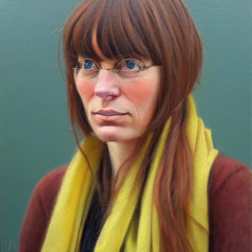 Image similar to a french and swedish woman with brown bangs, photorealistic, character portrait by jane freilicher, pinterest contest winner, regionalism, contest winner, academic art