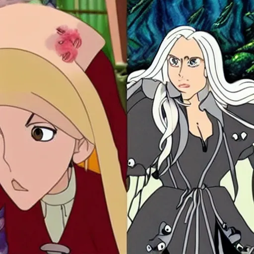 Image similar to lady gaga in a studio ghibli movie, anime character