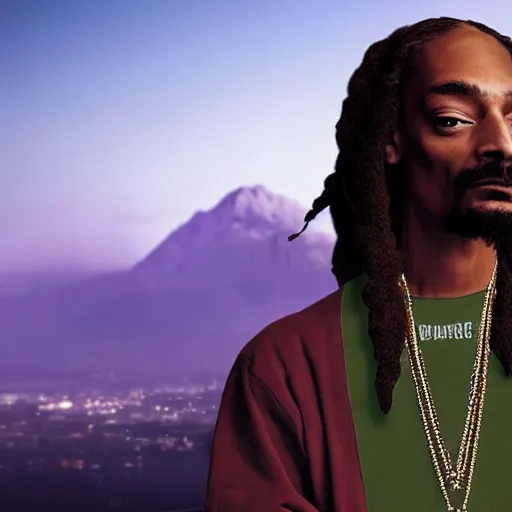 Prompt: beautiful giant marijuana bud as snoop dogg, weta 8 k hyper realistic detailed cinematic still, volumetric lighting surreal photorealism