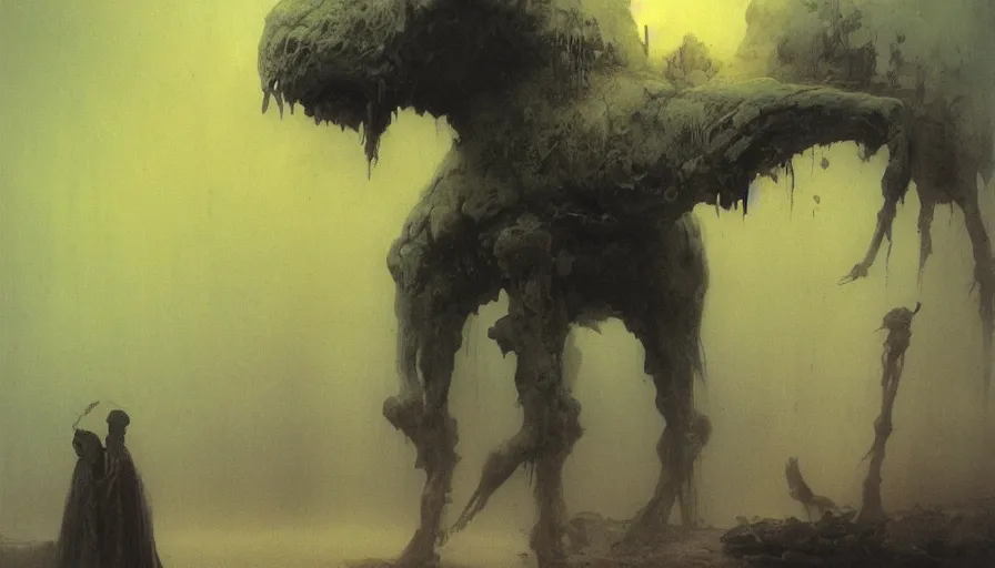 Image similar to lamasu, by beksinski, ruan jia, wayne barlowe