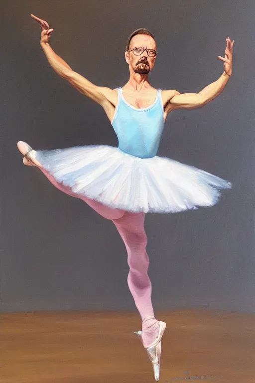 Image similar to beautiful oil painting of walter white in a ballerina outift