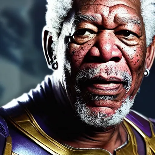 Image similar to morgan freeman as thanos in avengers