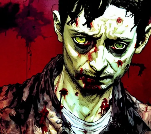 Prompt: a zombified elijah wood, comic book art, by yoji shinkawa and takehiko inoue and kim jung gi, masterpiece, perfect