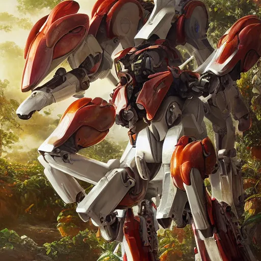 Prompt: futuristic couroupita guianensis mecha cannonball tree body, sepals forming helmet, floral details, couroupita, 8 k hd resolution, barbatos gundam with floral inlay, bandai box art, star wars, makoto kobayashi, frank gehry, raymond swanland