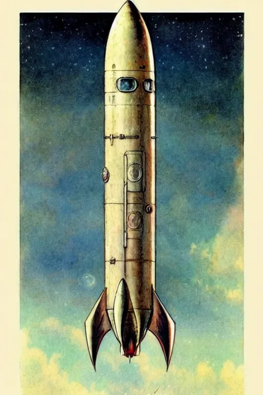 Image similar to (((((1950s rocketship . muted colors.))))) by Jean-Baptiste Monge !!!!!!!!!!!!!!!!!!!!!!!!!!!