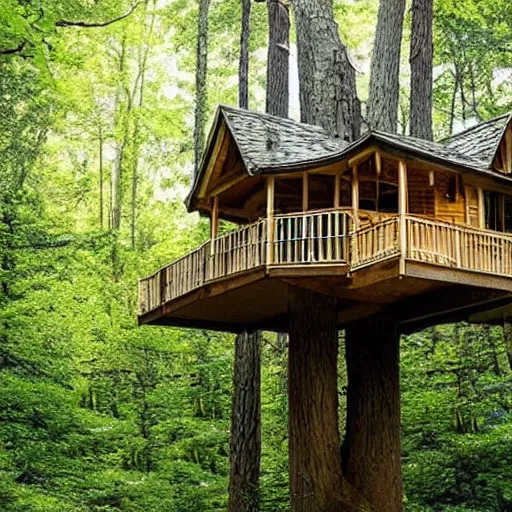 Prompt: treehouse in a forest, dreamy