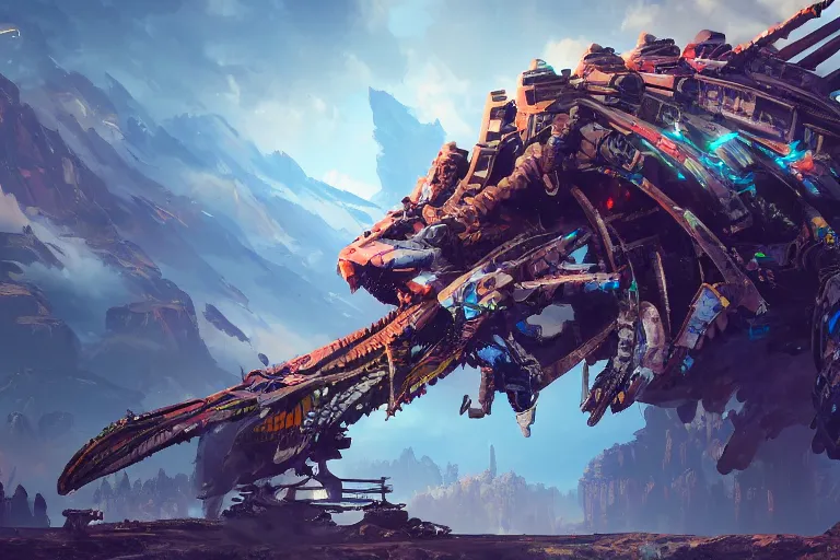 Image similar to glinthawk machine mecanical creature robot of horizon forbidden west horizon zero dawn bioluminiscence global illumination ray tracing hdr fanart arstation by ian pesty and alena aenami artworks in 4 k