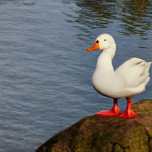 Prompt: a white duck standing on top of another white duck, anime, realistic, trending artscape, 4 k