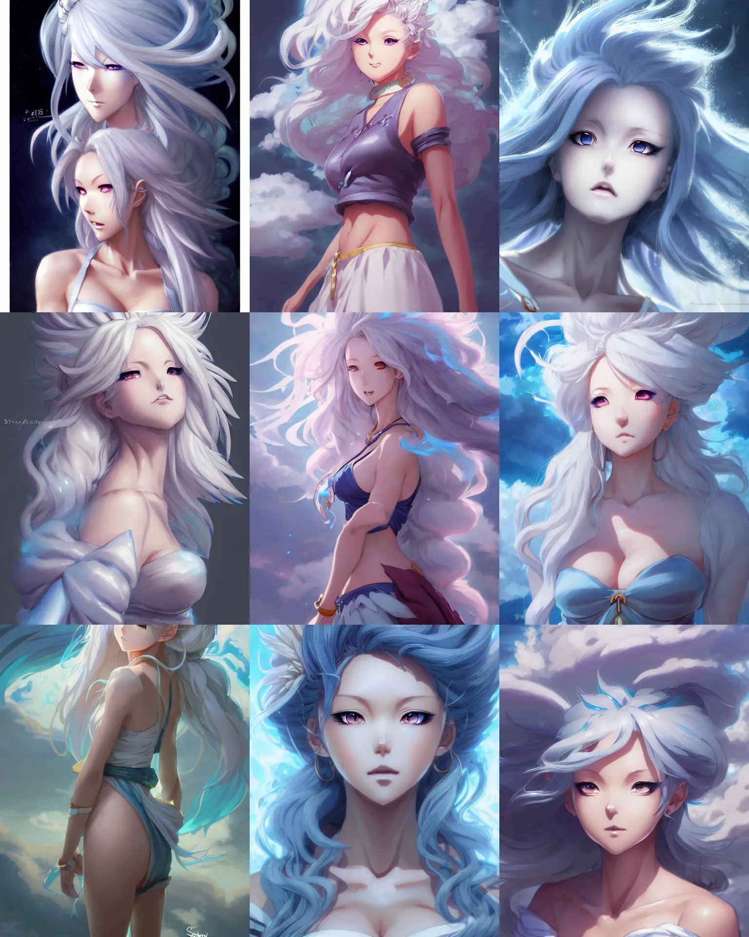 Prompt: character concept art of an anime stormy cloud goddess | | cute - fine - face, pretty face, realistic shaded perfect face, key visual, waist up, fine details by stanley artgerm lau, wlop, rossdraws, james jean, andrei riabovitchev, marc simonetti, and sakimichan, tranding on artstation