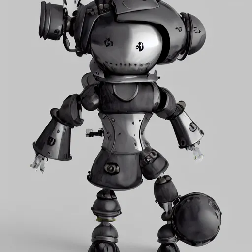 Prompt: cute fumo plush of a mechanical armor gothic maid robot, anime, vray