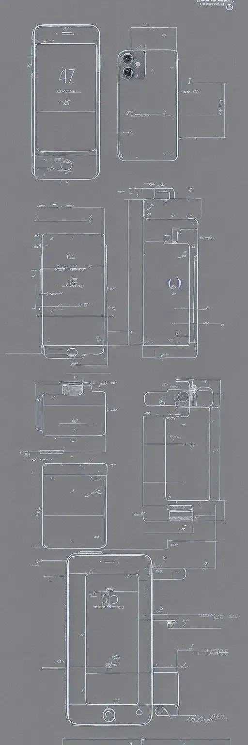 Prompt: iphone 13 diargam, patent, blueprint, detailed
