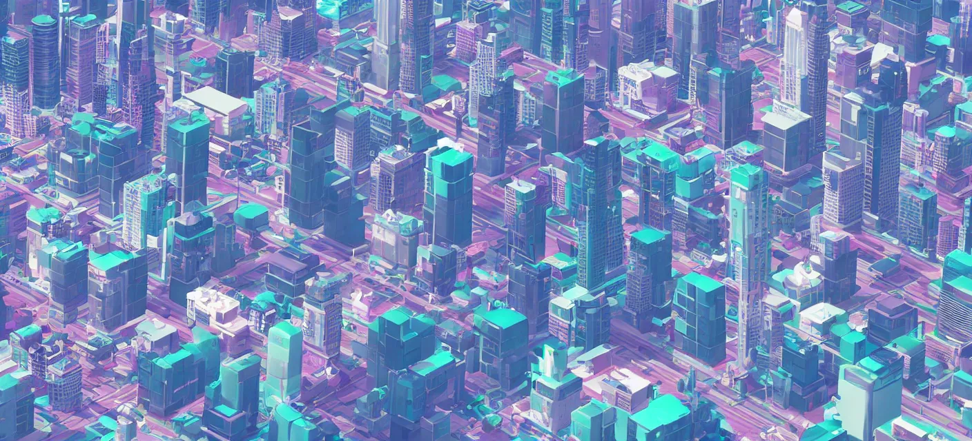 Image similar to vaporwave videogame city wallpaper, low poly, large,